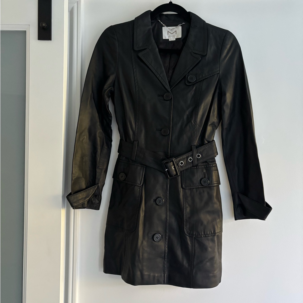 H&M Madonna Black Leather Jacket With Belt